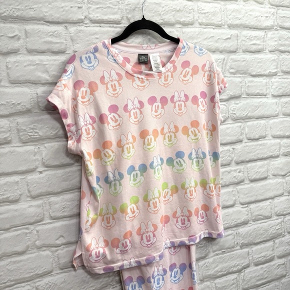 Disney Mickey Minnie Mouse Woman Pink Pajama Set  2pc Sz M Soft Cozy Lounge Wear - Picture 5 of 16